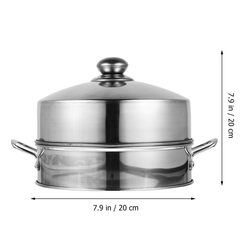 1 Set 20cm Steamer Baskets Stainless Steel Food Kitchen Steamer Rustproof Lid