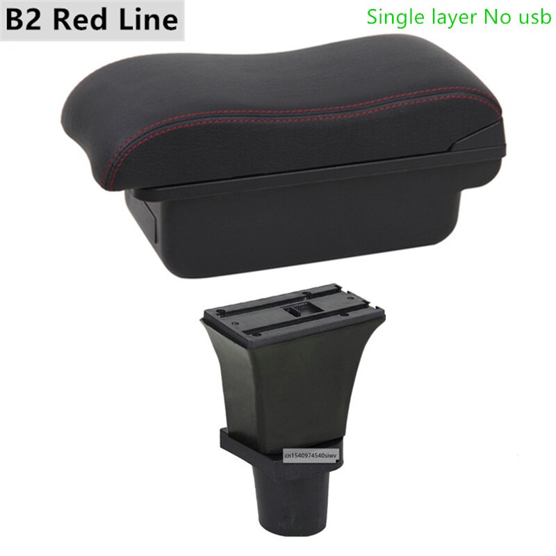 Car Armrest Box for Citroen C1 Special Retrofit Parts Center Storage Box with USB LED Light Accessories: B2 Red Line