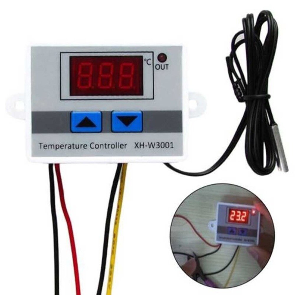 220V Digital LED Temperature Controller Thermostat Switch Waterproof Probe Wire Connect High Sensitivity Temperature Sensor