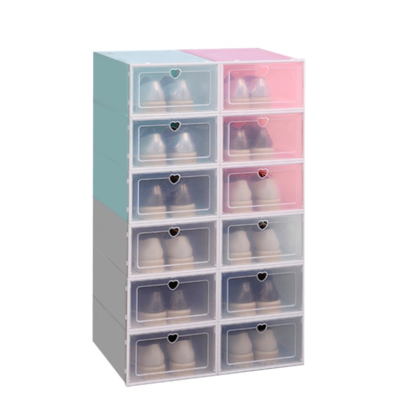 1PC Flip Shoes Box Thickened Transparent Drawer Case Plastic Shoe Boxes Stackable Box Shoe Organizer Shoebox Storage Shoe Rack