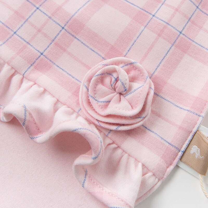 DBH12484 Dave Bella born baby girls cute floral plaid ruched bibs infant toddler bibs