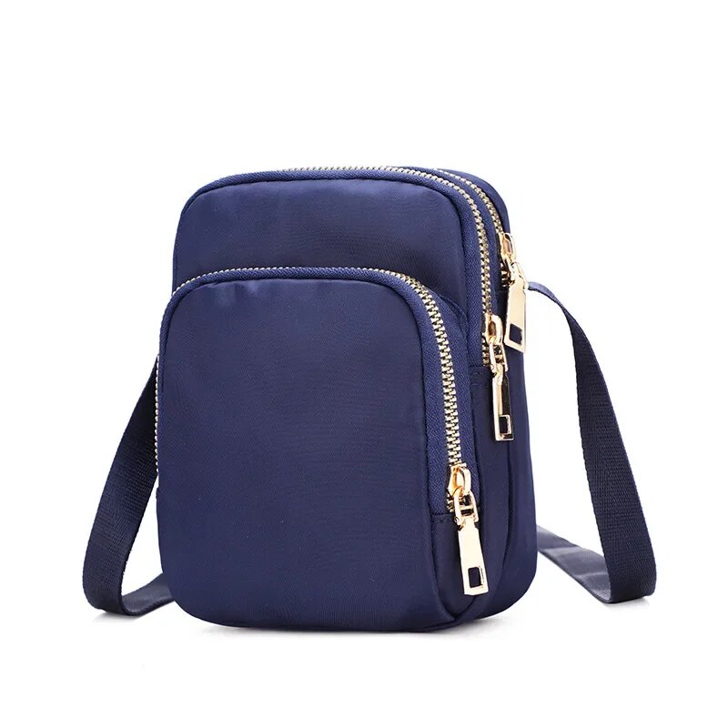 Women Bag Waterproof Shoulder Bag Crossbody Zipper Mobile Phone Lady Female Multifunction Handbag Wrist Purse Womens Pouch: Blue