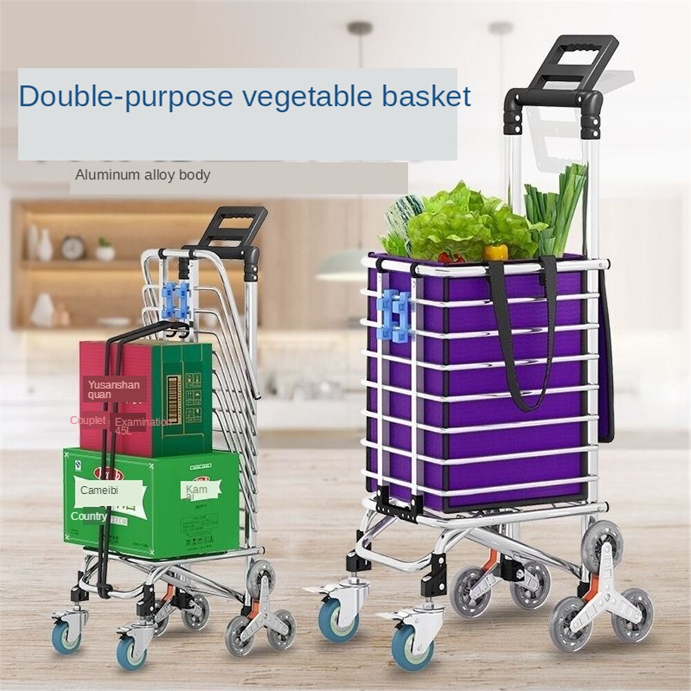 B-life købmand indkøb hånd lastbil vogne aluminiumslegering trappe klatrehjul trolley dolly vasketøjspose foldbar