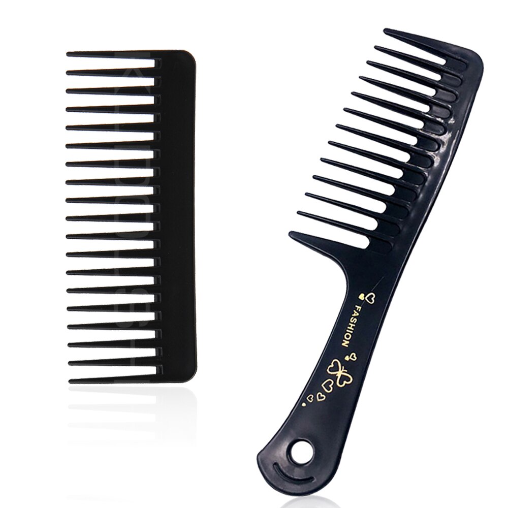 12 Teeth Wide Tooth Comb Black ABS Plastic Heat-resistant Large Wide Tooth Comb For Hair Styling Tool: 1Set