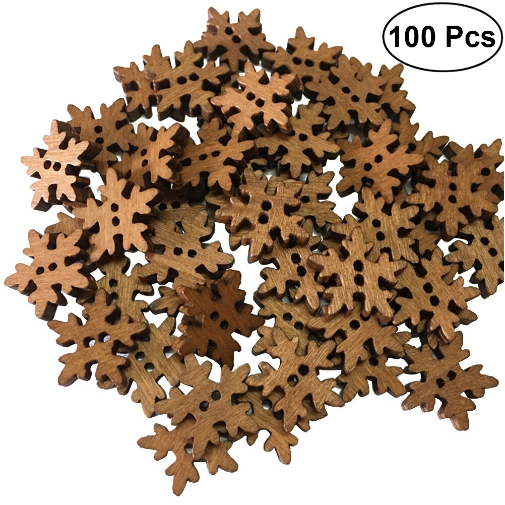 100 stuks kerst sneeuwvlok vorm diy houten knopen voor scrapbooking knutselen diy 18mm