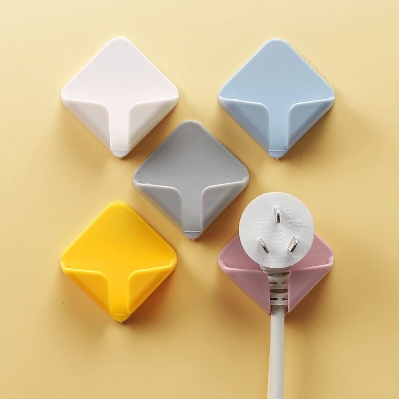 Colgador de enchufe sin clavos, gancho de repisa para cable de alimentación, ganchos de almacenamiento de pared, gancho de tapón para cocina, ganchos adhesivos, 1 Uds.