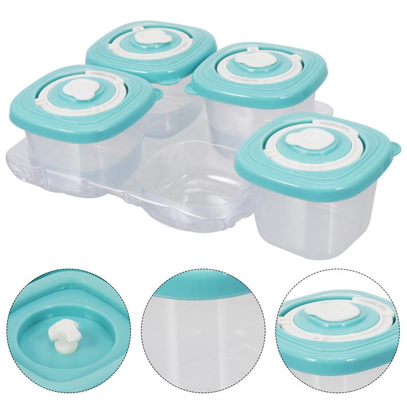4Pcs Baby Blocks Freezer Plastic Food Box Baby Food Container Without Tray