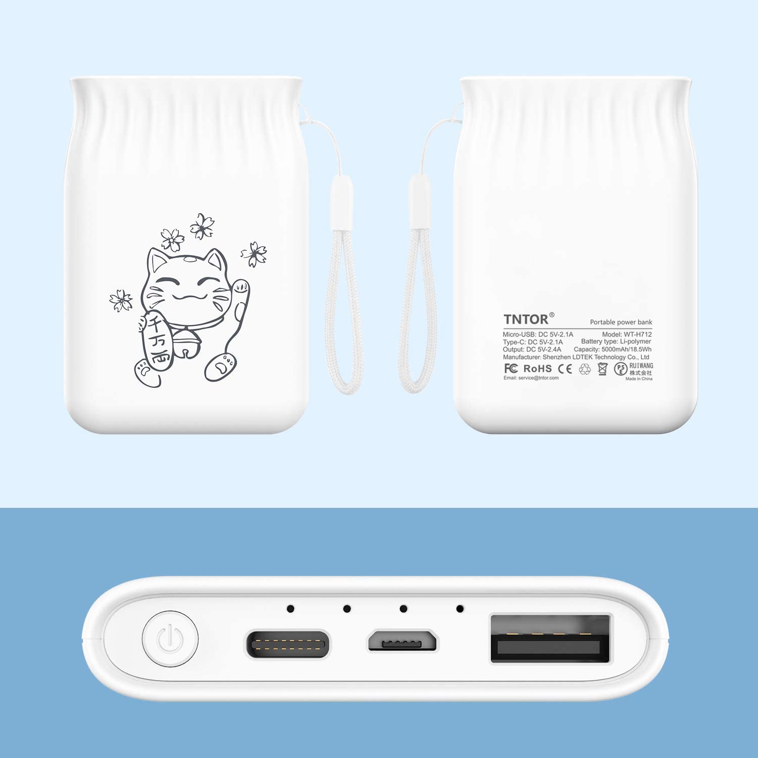 5000mAh cute cat Power Bank Portable Charging External Battery Slim Poverbank For iphone Xiaomi External Battery white powerbak