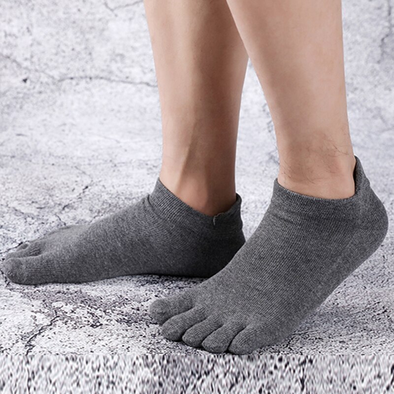 Orthopedic Compression Socks Men's Toe Socks Ultra Low Cut Liner with Gel Tab Breathable: Dark Grey