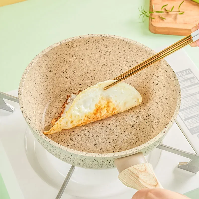 Stekpanna med glaslock hållbar non-stick stekpanna induktionshäll wok kokkärlslock fritös pannkaka kök köksredskap