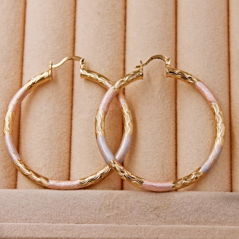 Bohemian grote Oorbellen voor vrouwen earring Gold Filled roze Oorbel ronde Cirkel hoop Oorbellen Bruiloft Sieraden