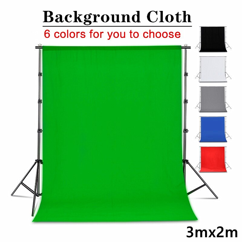 3m*2m Green Screen Chroma key Backdrop Photo Studio Solid Color Muslin Photographic Background(Does not Included Bracket)