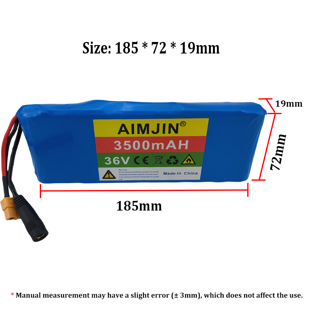 36-V-Akku, 100 % echt, , 36 V, 3500 mAh, 10S1P, 18650 Lithium-Ionen-Akku, 20 A, mit BMS, Rolle und Fahrrad