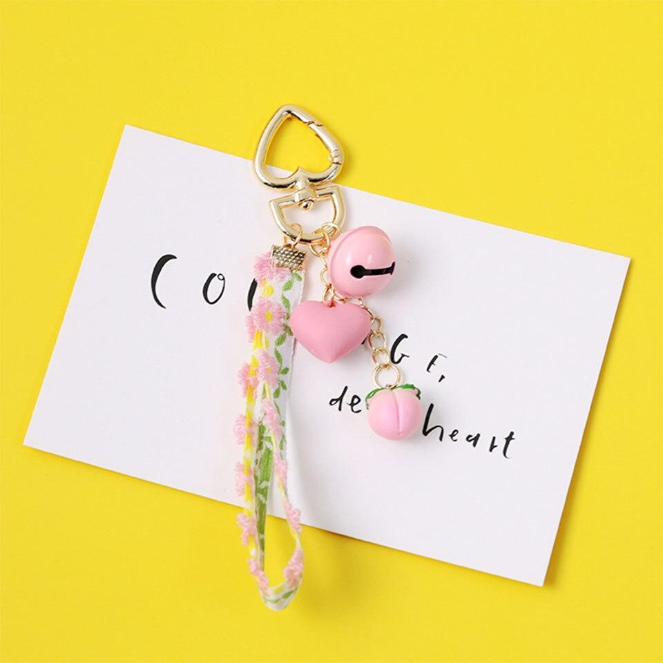 Korean Smart phone Strap Lanyards for iPhone Samsung Cute Pink Girl Flower Ball Decor Mobile Phone Wrist Strap Rope Phone Charm