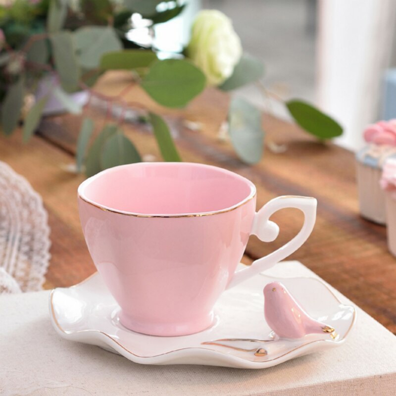 Juego de taza y platillo de café con forma de mariposa para el hogar, juego de tazas de té de la tarde en inglés, 200ml, ,