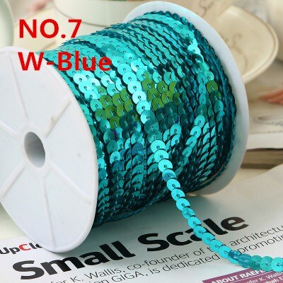 100 Yards 6mm Platte Ronde Pailletten Lint Naaien onTrim, Spangle Pailetten Strings in Roll Voor Ambachten, Vrouwen Doek Accessoires: Water Blue
