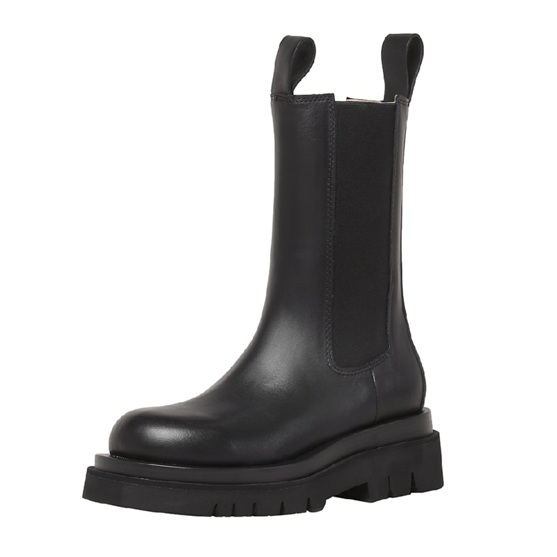 Chelsea leren laarzen met ronde neus voor dames, plateau laarzen voor dames, paardrijschoenen voor dames
