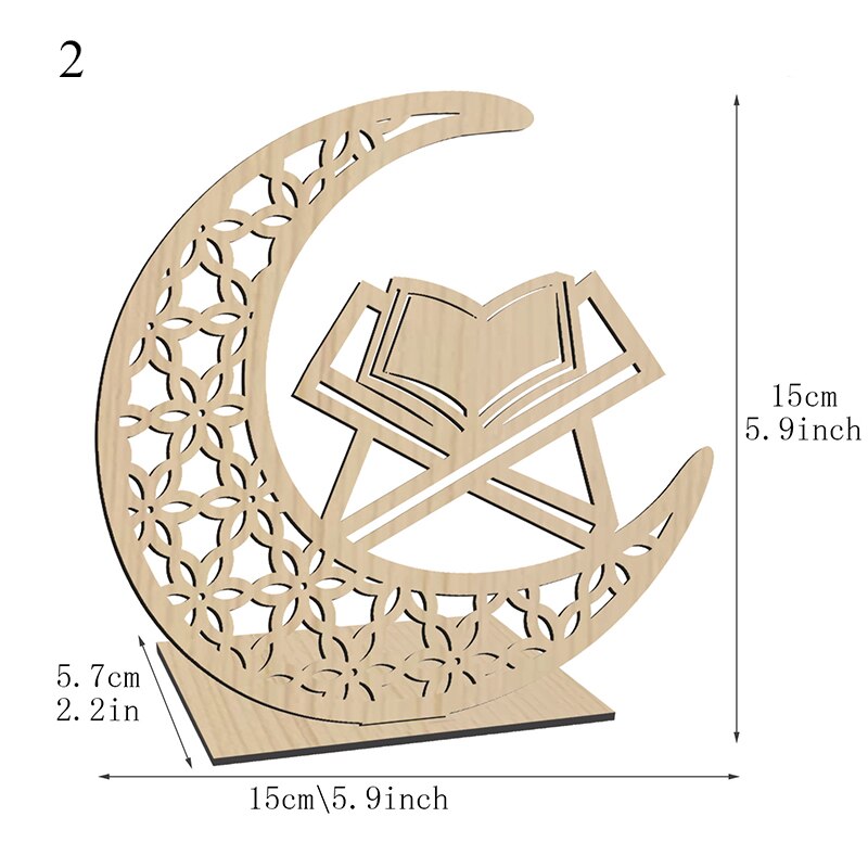 Eid Al-Fitr Decorations Wooden Crafts Carving Home Decorations Detachable Decorative Cartoon Handicraft Ornaments: 2