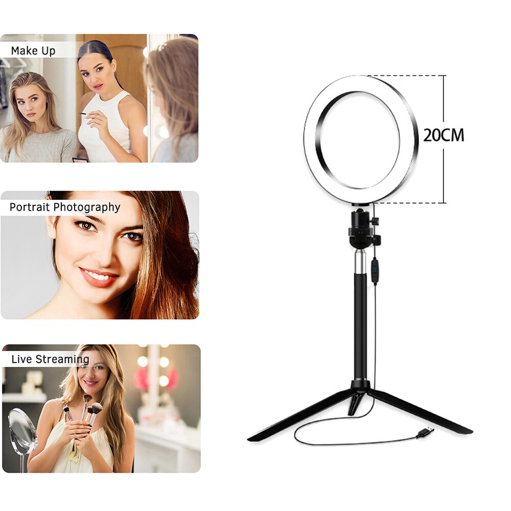 10 pollici Mini HA CONDOTTO il Video Anello Della Lampada Della Luce di Dimmable 3 Modalità di Illuminazione illuminazione anulare con il Treppiedi Del Basamento illuminazione fotografica per youtube