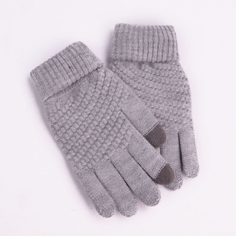 Kvinder mænd vinterhandsker uldstrikkede vanter unisex touch screen handsker varme damer helfinger stribe handske