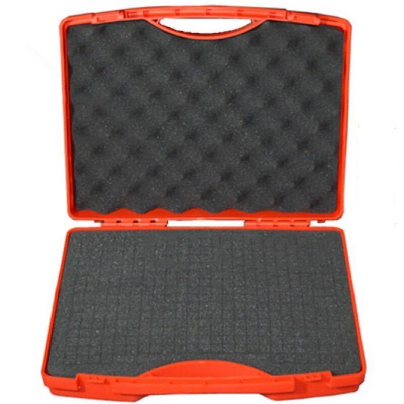 340 x 273 x 83mm instrumentkasse plast værktøjskasse slagfast sikkerhedsetui kuffert værktøjskasse med forskåret skum: Rød