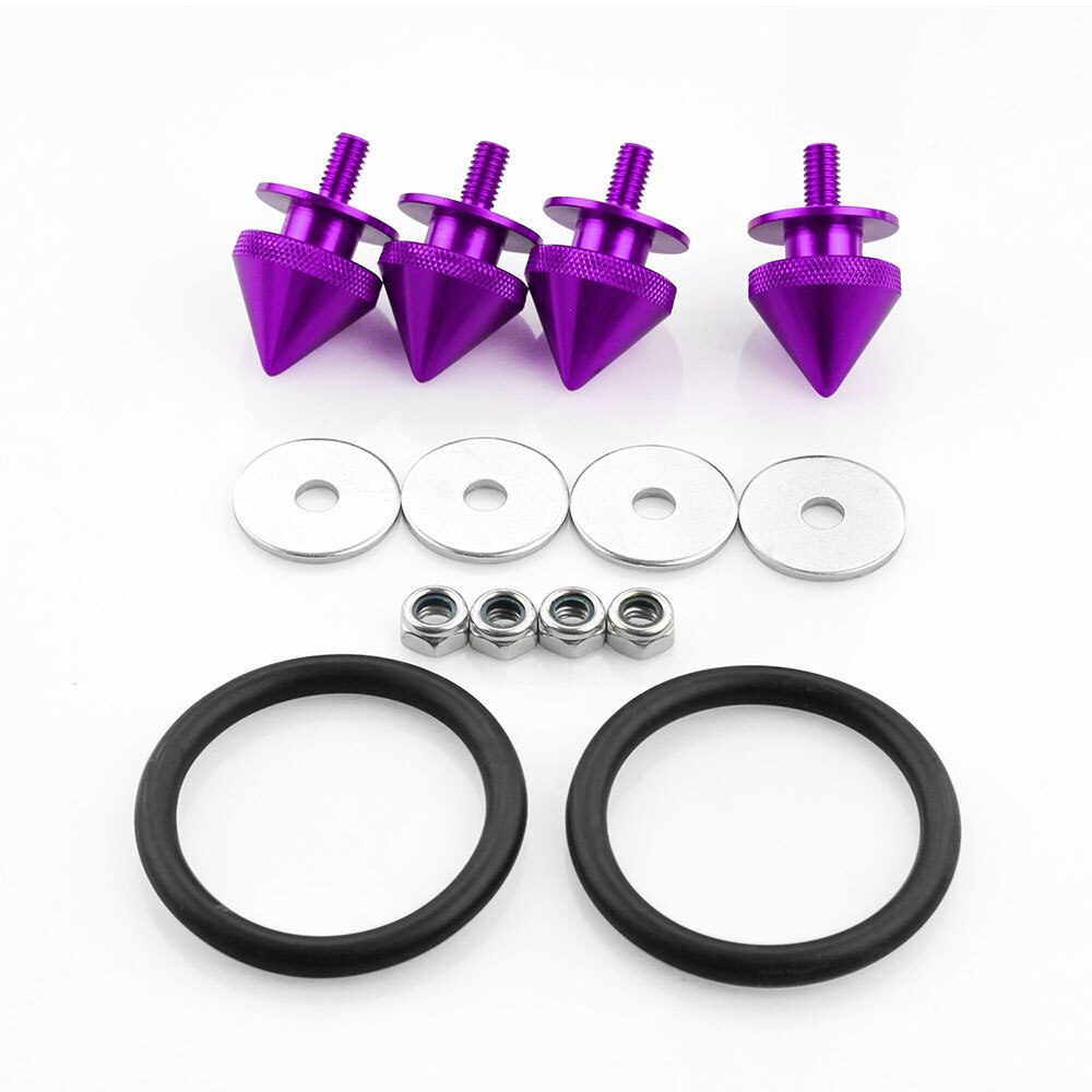 4 Pcs of Pack Car Truck Spike Front Bumper Hatch Lids Quick Release Fasteners Nuts Bolt Alloy Quick Release Fasteners Kit QRF015: Purple