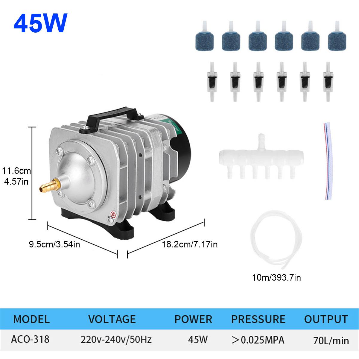 Aquarium electromagnetic air compressor 82L/min fish tank air pump increasing oxygen pump HAILEA: 45W with parts