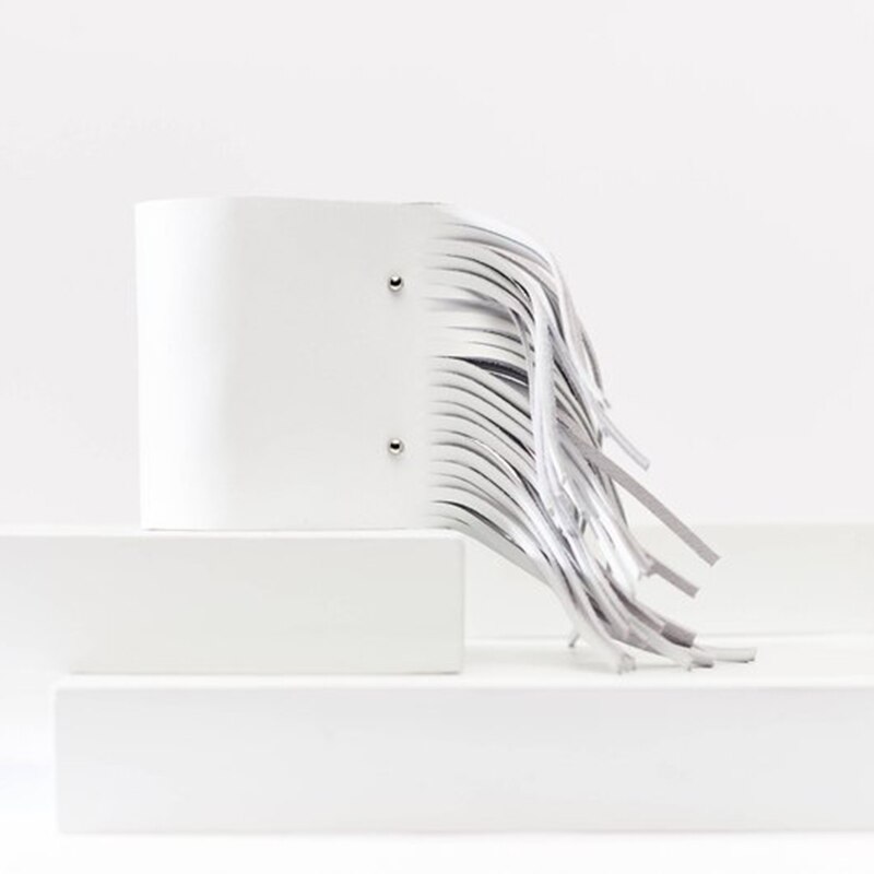 YD & YDBZ-pulsera de cuero estilo callejero Punk para mujer, brazalete de piel, color blanco