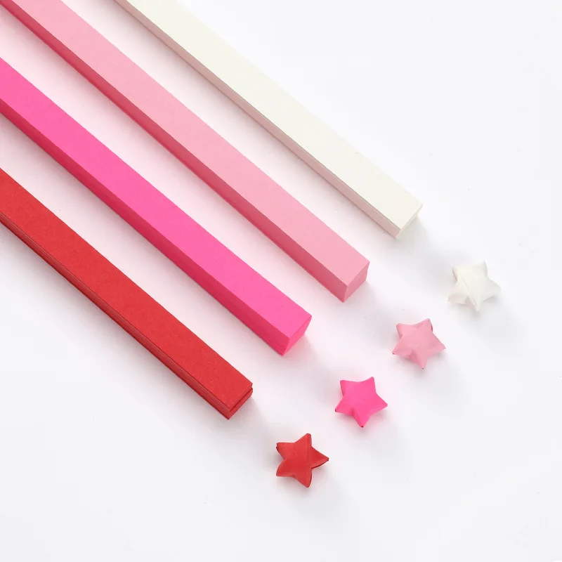 Tiras de papel de estrellas de Origami, papel plegable de doble cara, Estrella colorida de la suerte, 27 colores, manualidades artísticas, decoración del hogar, 540 hojas: red 540 sheets