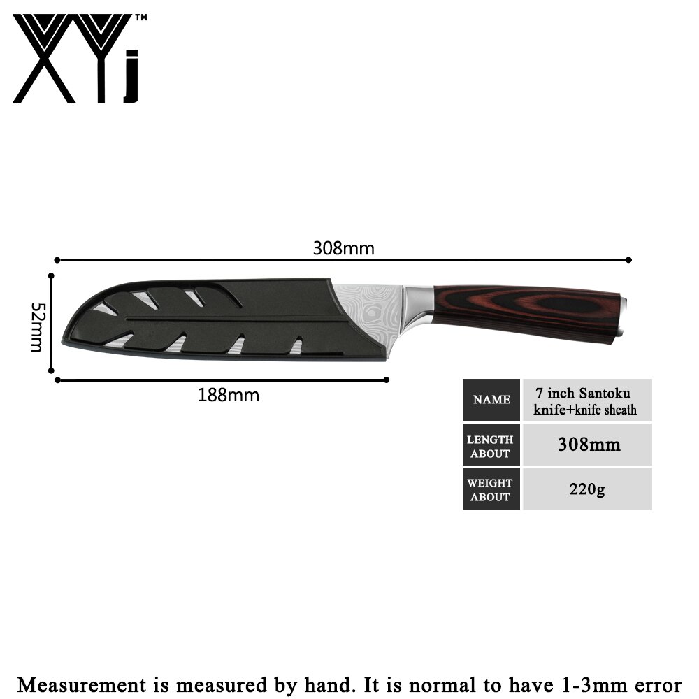 XYj 7 inch Damascus Pattern Santoku Knife Stainless Steel 7cr17 Sharp Blade Chef Knives Germany Style Kitchen Accessory Tools