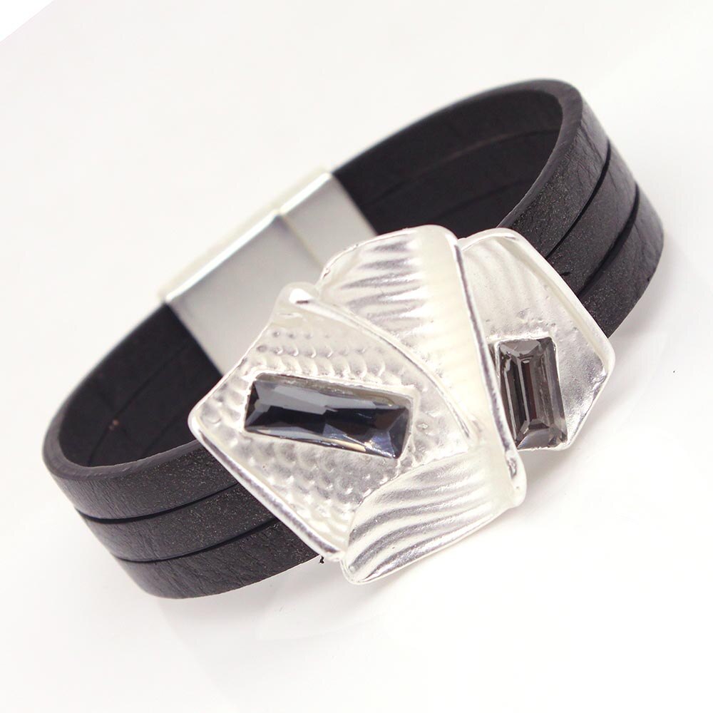 D & D Charme Kristall Legierung Leder Armbinde für Frauen Femme Coole Verschluss Armbinde Manschette Armbinde Hochzeit Schmuck: 2