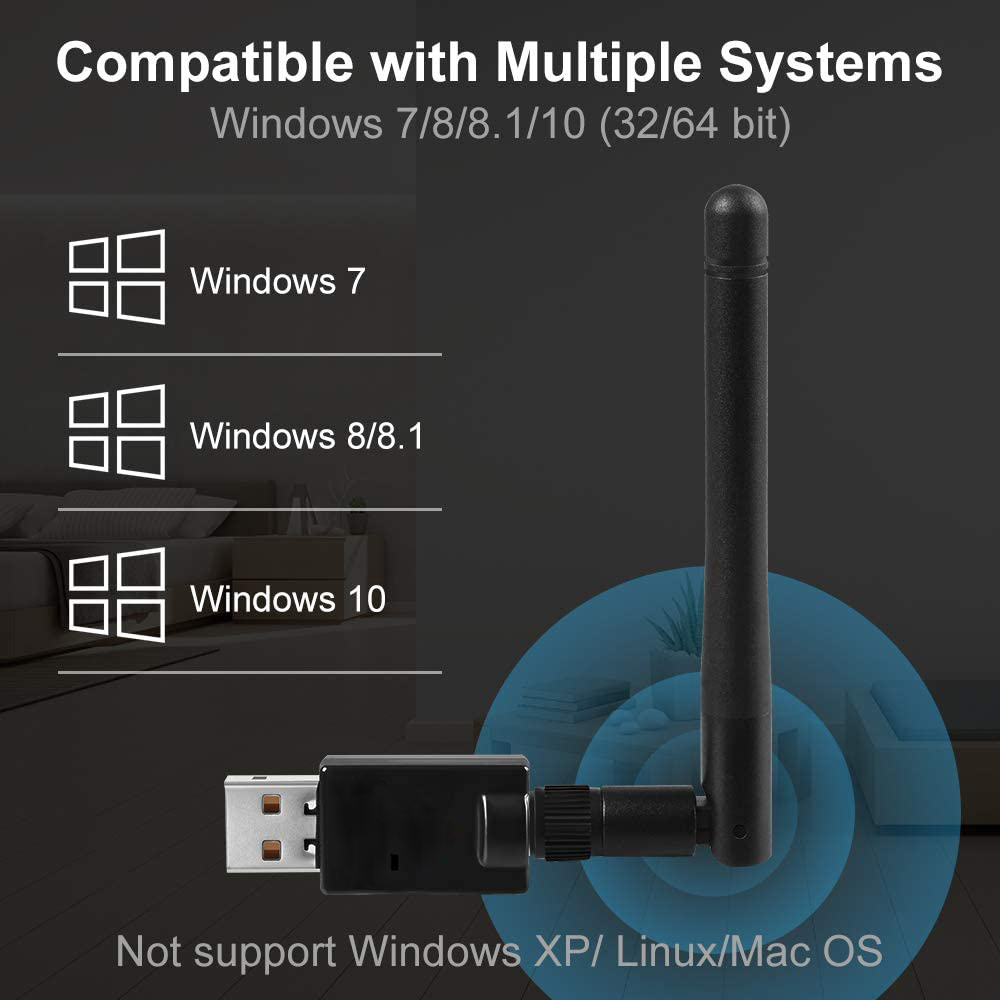 USB Bluetooth 5.3 Adapter for PC Speaker Mouse Music Audio Receiver Transmitter Bluetooth Dongle for 10/8/8.1/7 Rotatable Antenn