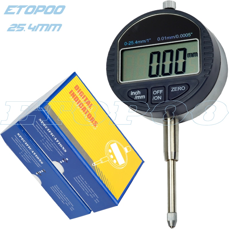 25.4mm/1&quot; Digital Dial Indicator Electronic Gauge Meter Metric/Inch With RS232 Data Magnetic Stand Holder Dial Test Indicator