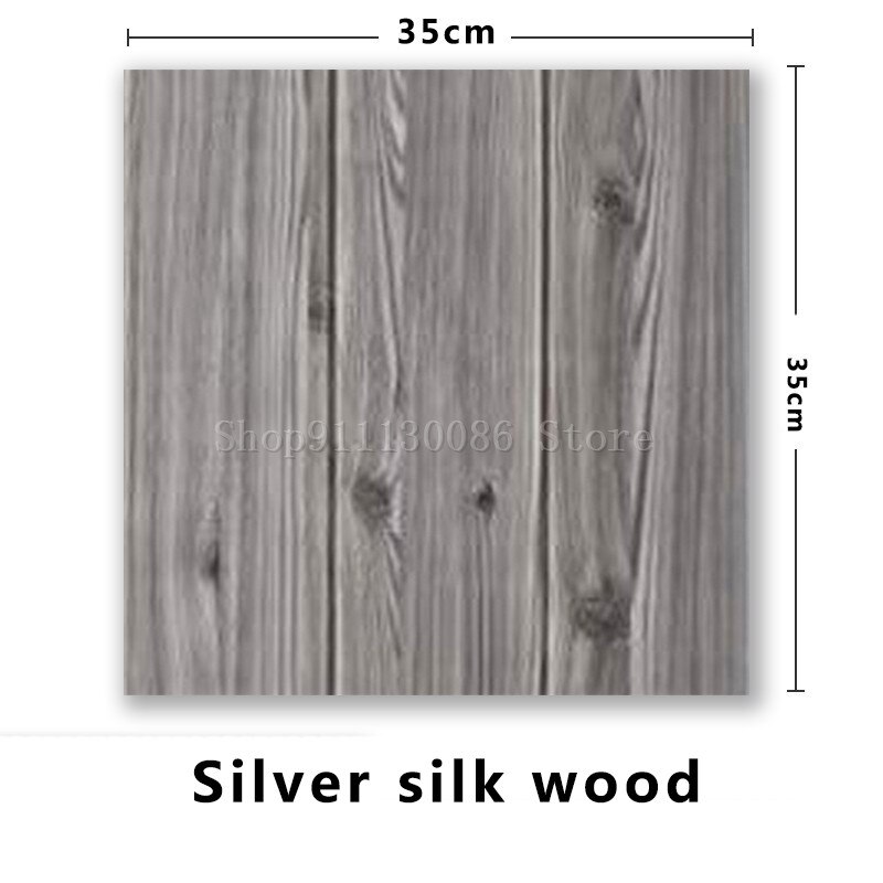 Zelfklevende 3D Baksteen Muurstickers Steen Woonkamer Decor Foam Waterdicht Panelen Wandbekleding Behang Thuis Tv Achtergrond Kid: Silver silk wood