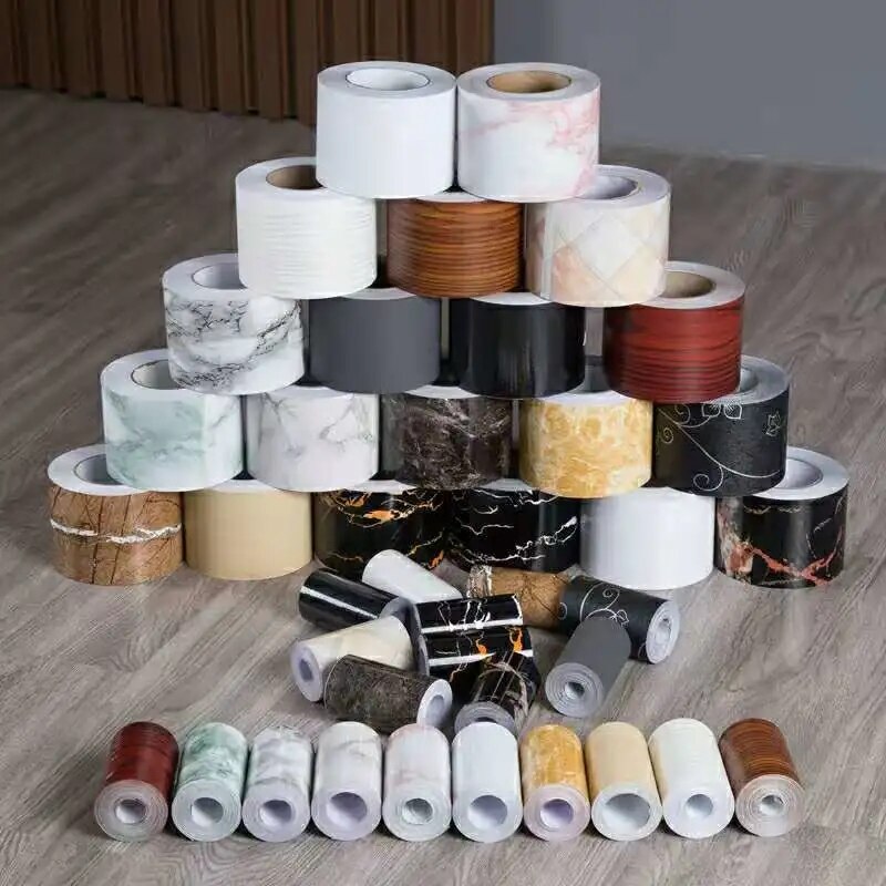 5M Self-Adhesive Baseboard Waterproof Living Room Bathroom Border Rustic Tile Wall Stickers Wallpaper Borders Home Decoration