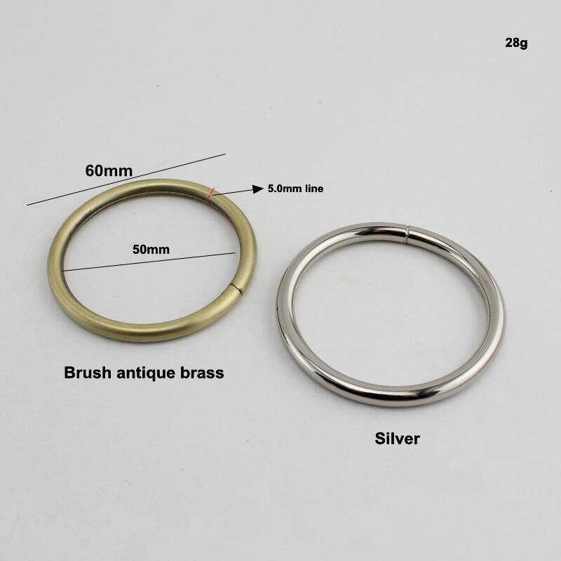 50 stk 25mm 38mm 50 mm 5.0 linje børste antik messing farve ikke-svejsede runde ringe, legeret metal o-ring til tasker stropper bælter forbinder