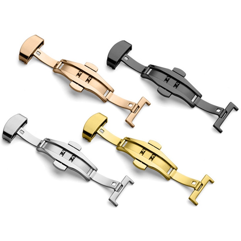 Hebilla plegable para reloj, correa de reloj de mariposa con doble clic, cierre de presión, botones de 14/16/18/20/22mm, accesorios para hebillas de reloj