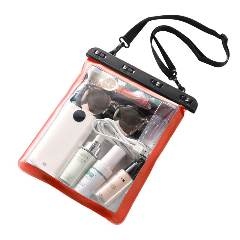 Bolsa de natación grande para teléfono móvil, funda impermeable para nadar, bucear, usar en la playa, iPhone 10, Huawei P40: Orange