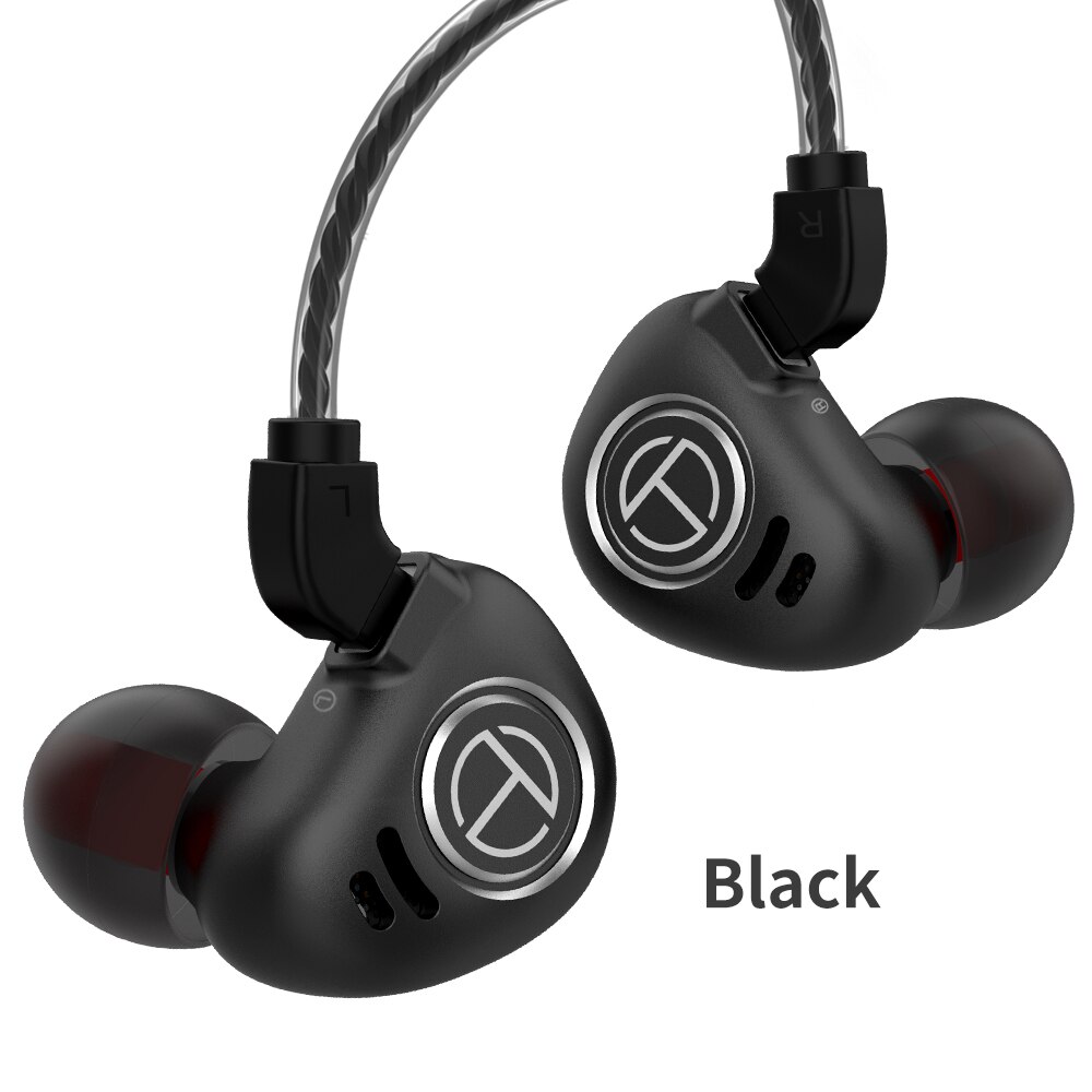 TRN V90 1DD + 4BA Hybrid In Ear auricular HIFI DJ Monitor Running auriculares deportivos auriculares con 2PIN desmontable TRN V80/v20: black no mic
