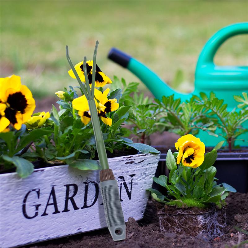 Gardening Tool Agricultural Rake Three Teeth Rake Steel Fork Kit Portable Loose Soil Tool Garden Tool Supplies for Garden Lawn