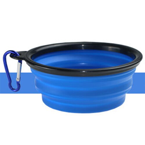 Silicone Collapsible Foldable Dog Bowl Candy Color Outdoor Travel Portable Puppy Food Container Water Feeder Dish Feeding Bowl: Blue