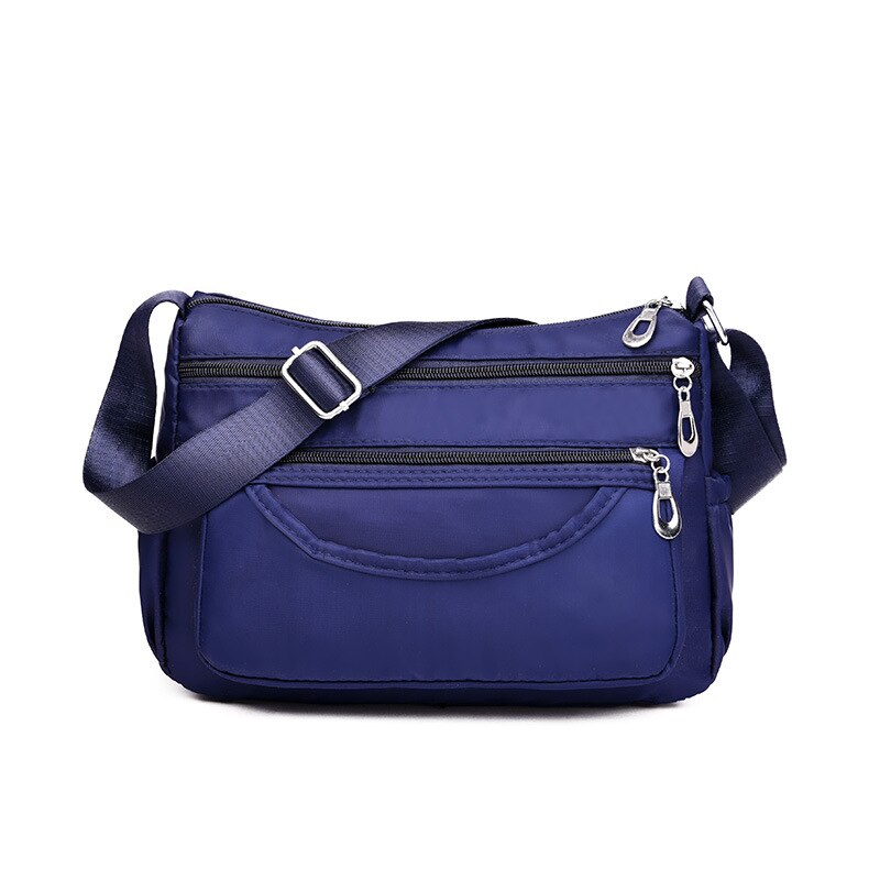 Women Messenger Bag Lady High Capacity Shoulder Crossbody Bag Female Casual Zipper Oxford Cloth Canvas Handbag Shopping Purse: Blue