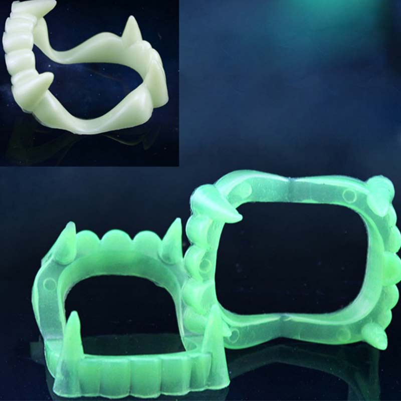 1pc plastic vampier gloeiende valse tanden halloween decoratie cosmetica rekwisieten benodigdheden gemakkelijk te gebruiken en schoon te maken niet-giftig lichtgroen