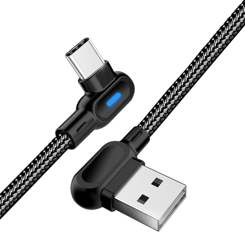 OLAF USB Type C Kabel 90 Graden Gevlochten Snel Opladen Data Type-C Kabel Voor Samsung S9 S8 Xiaomi mi8 MI6 Huawei Oneplus USB C: Roze / 0.25m