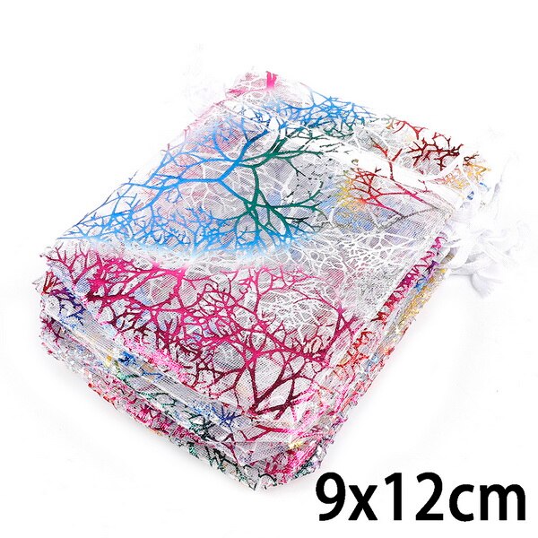 10pcs Organza Bags 7x9/9x12/10x15/13x18cm Wedding Party Holder Packaging Necklace Bracelets Jewelry Christmas Pouch: 02WH   9x12 cm