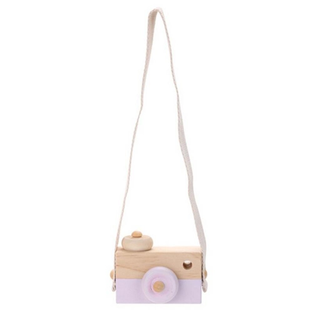 Wooden Camera Pendant Neck Hanging Kids Children Play Toy Room Decoration Exquisite Photographer plays props for kids: Pink