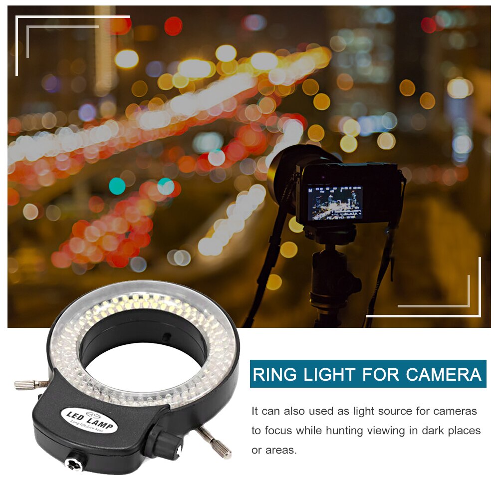144 LED Ring Light for Stereo Microscope and Camera Adjustable Illuminator with Dimmer for 30-63mm lens Stereoscopic Microscope