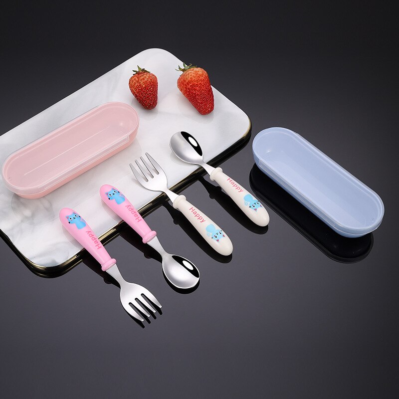 Baby Gadgets Geschirr Set Kinder Utensil Edelstahl Kleinkind Geschirr Besteck Cartoon Infant Lebensmittel Fütterung Löffel Gabel