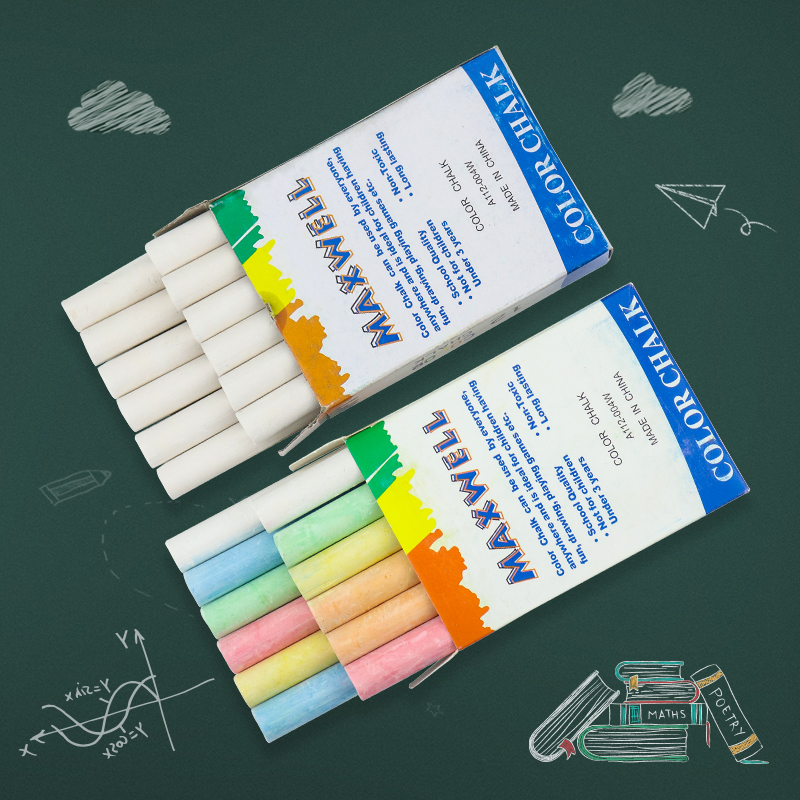 Dust-free/Non-dust Chalks Mix 6sets With Rotating/Magnetic Chalk Cover Chalk for Kids Teachers Classroom Chalkboard/Blackboard