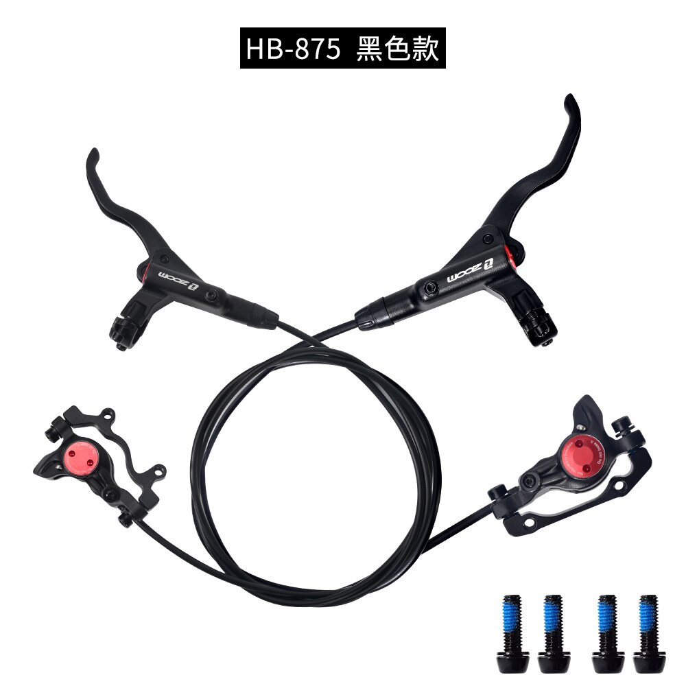 ZOOM-freno de disco hidráulico para bicicleta de montaña, tubo de aceite grueso, antidesgaste, aleación de aluminio, 4 colores, HB-875: black set